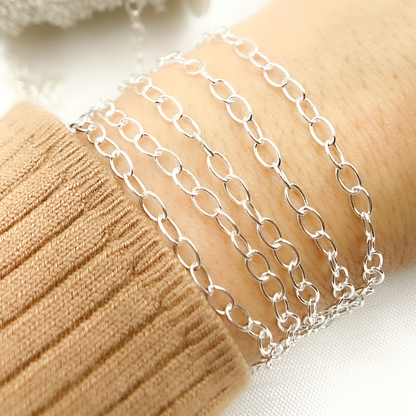 V192SS. Sterling Silver Smooth Oval Link Chain