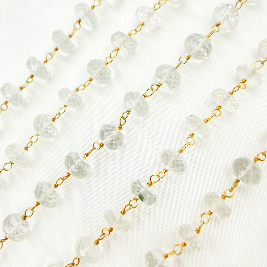 Crystal Round Shape Gold Plated Wire Chain
