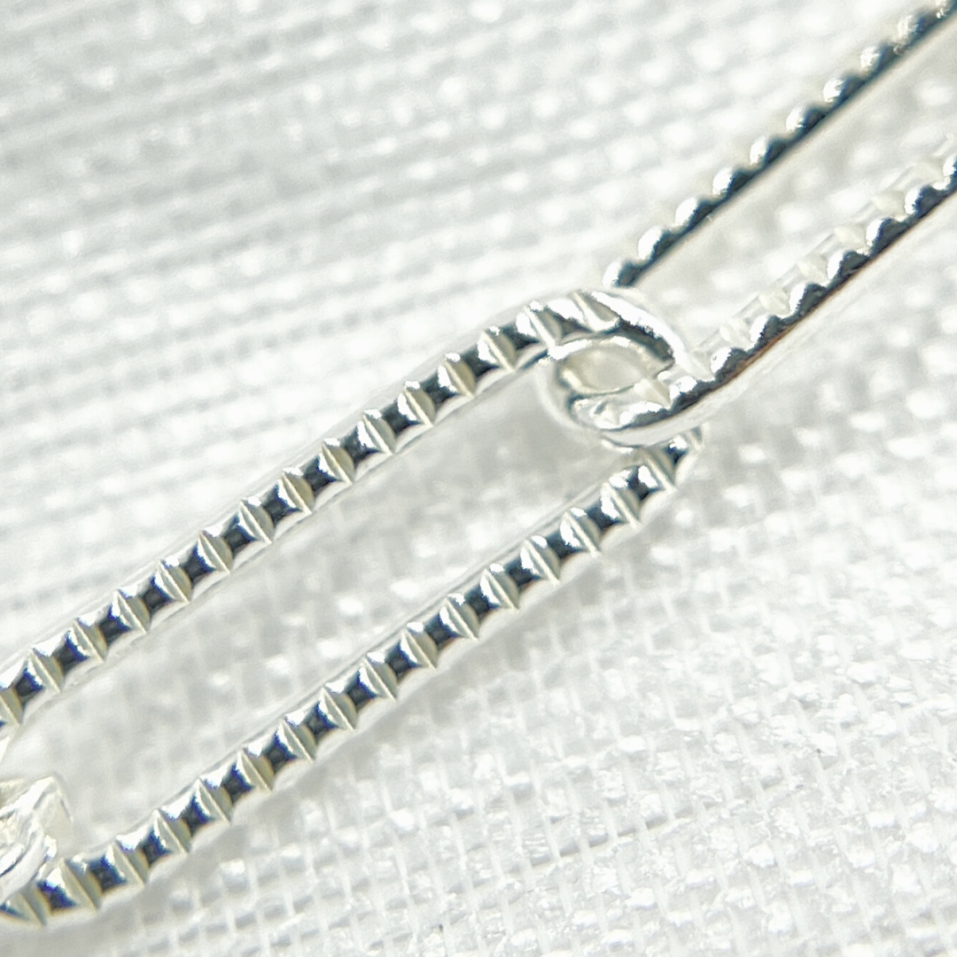 925 Sterling Silver Paperclip Hammered Link Chain.