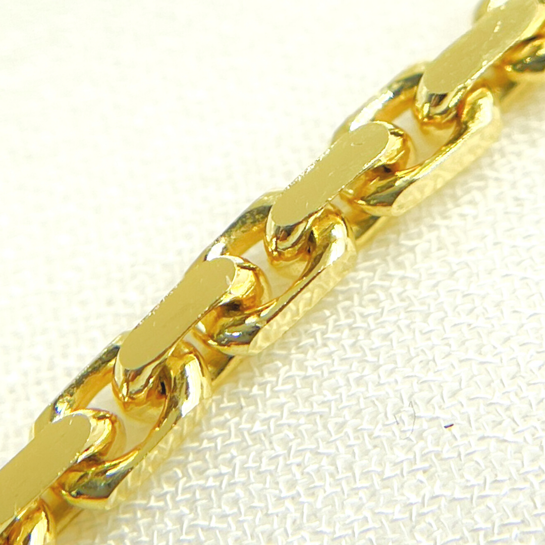 14K Solid Yellow Gold Diamond Cut Box Link Necklace