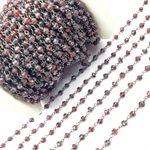 Load image into Gallery viewer, Coated Garnet Moonstone Black Rhodium 925 Sterling Silver Wire Chain. CGR1
