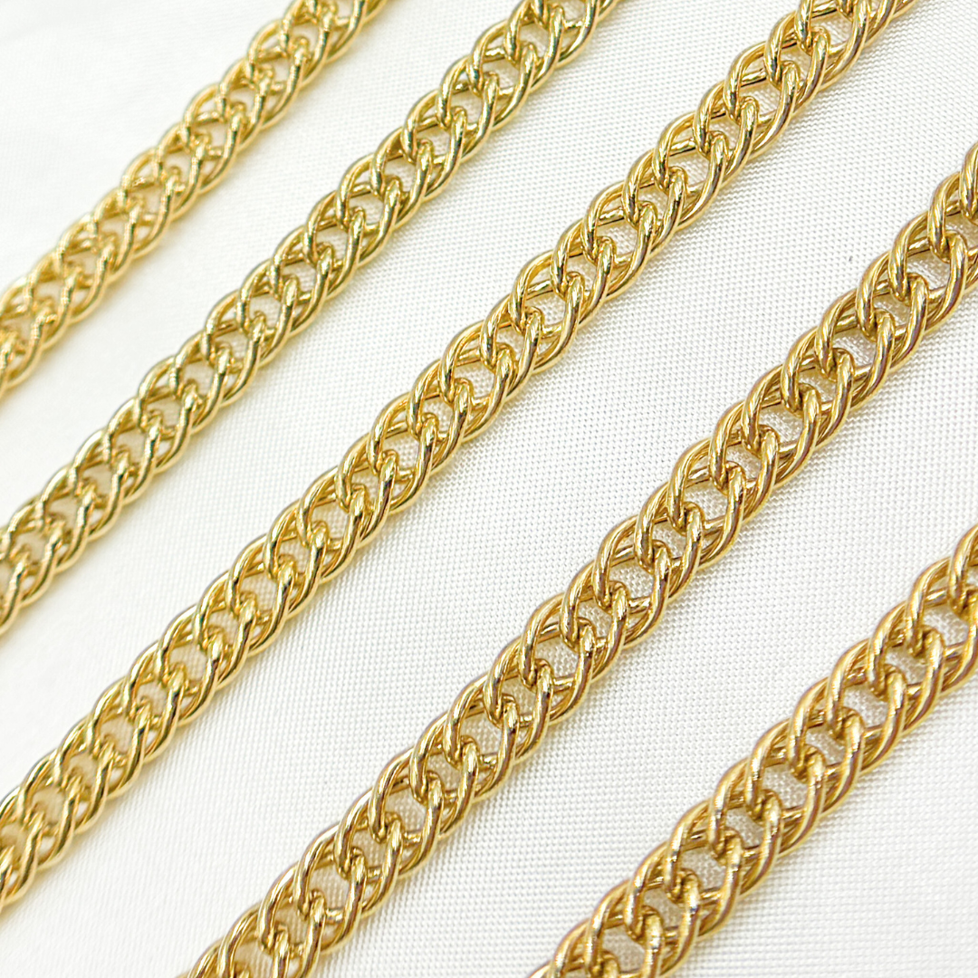 Gold Plated 925 Sterling Silver Hollow Double Curb Chain. V35GP