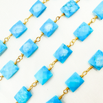 Load image into Gallery viewer, Turquoise Rectangle Shape Gold Plated Wire Chain. TRQ27
