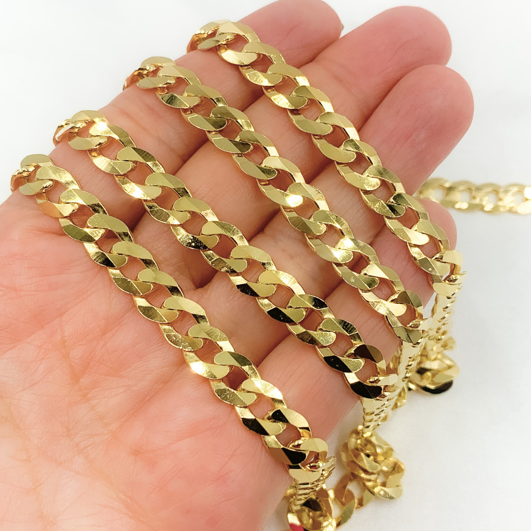 Gold Plated 925 Sterling Silver Ultra Flat Round Link Chain. Y92GP