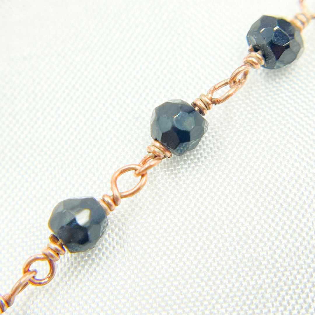 Black Spinel Rose Gold Plated Wire Chain. BSP45