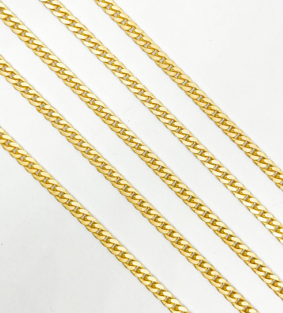 Gold Plated Matte 925 Sterling Silver Curb Chain. V76GPM