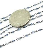 Load image into Gallery viewer, Coated Blue Quartz Wire Wrap Chain. CQU18
