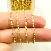 14K Solid Yellow Gold Diamond Cut Cable Link Chain