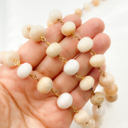 Pink Opal Gold Plated Wire Chain