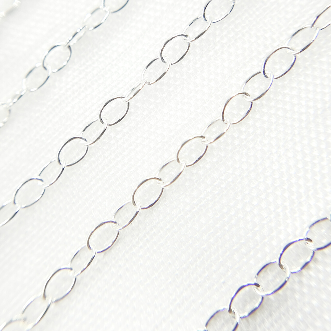 V190SS. Sterling Silver Smooth Oval Link Chain