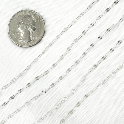 Sterling Silver Diamond Cut Marina & Round Cable Link Chain