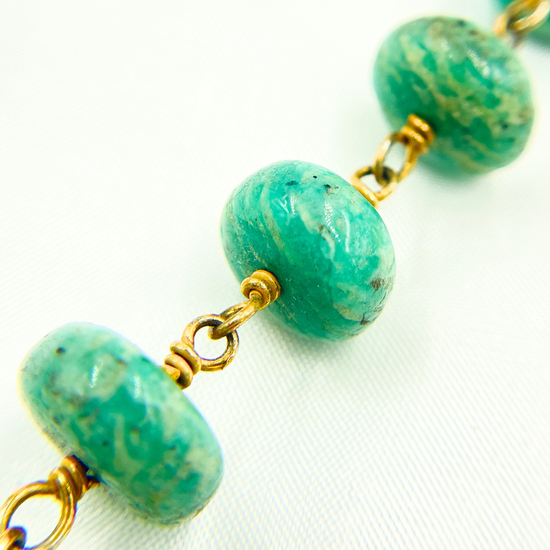 Amazonite Gold Plated Wire Chain. AMZ15