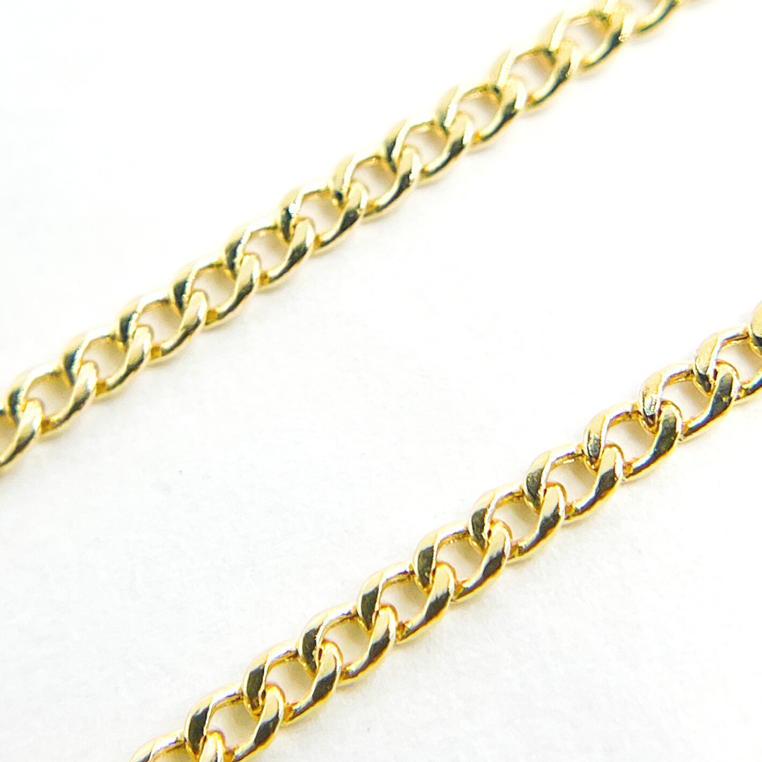 14K Solid Gold Flat Curb Necklace