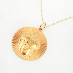 Load image into Gallery viewer, 14K Solid Gold with Diamonds Circle Shape Charm with Buddha in the Center. GDP283
