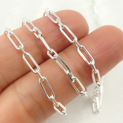 Sterling Silver Diamond Cut Paperclip Link Chain