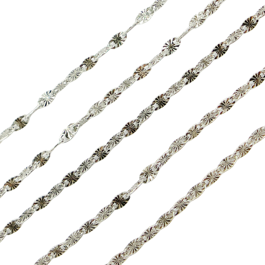 Oxidized 925 Sterling Silver Textured Marina Link Chain. Z55OX