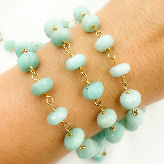 Amazonite Gold Plated Wire Chain