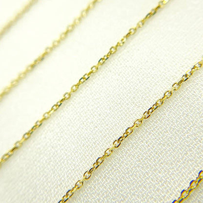 14K Solid Gold Flat Cable Link Chain