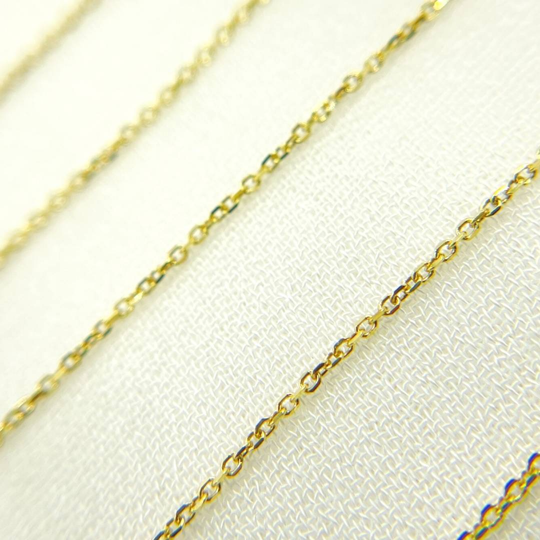 14K Solid Gold Flat Cable Link Unfinished Chain. 022R01T5byFt