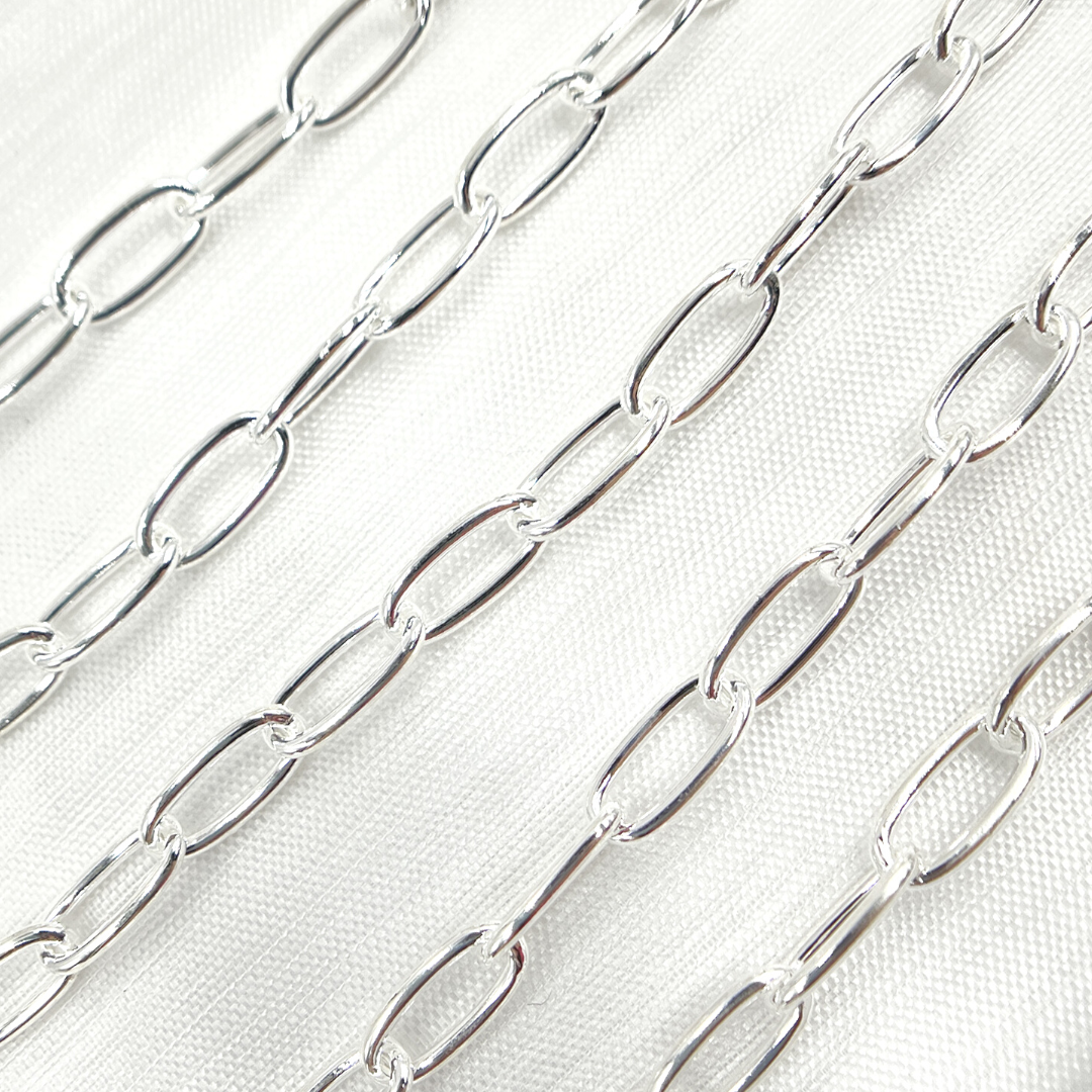 925 Sterling Silver Oval Cable Link Chain. 