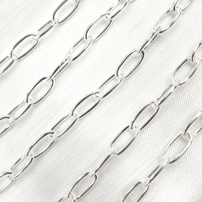 925 Sterling Silver Oval Cable Link Chain. 