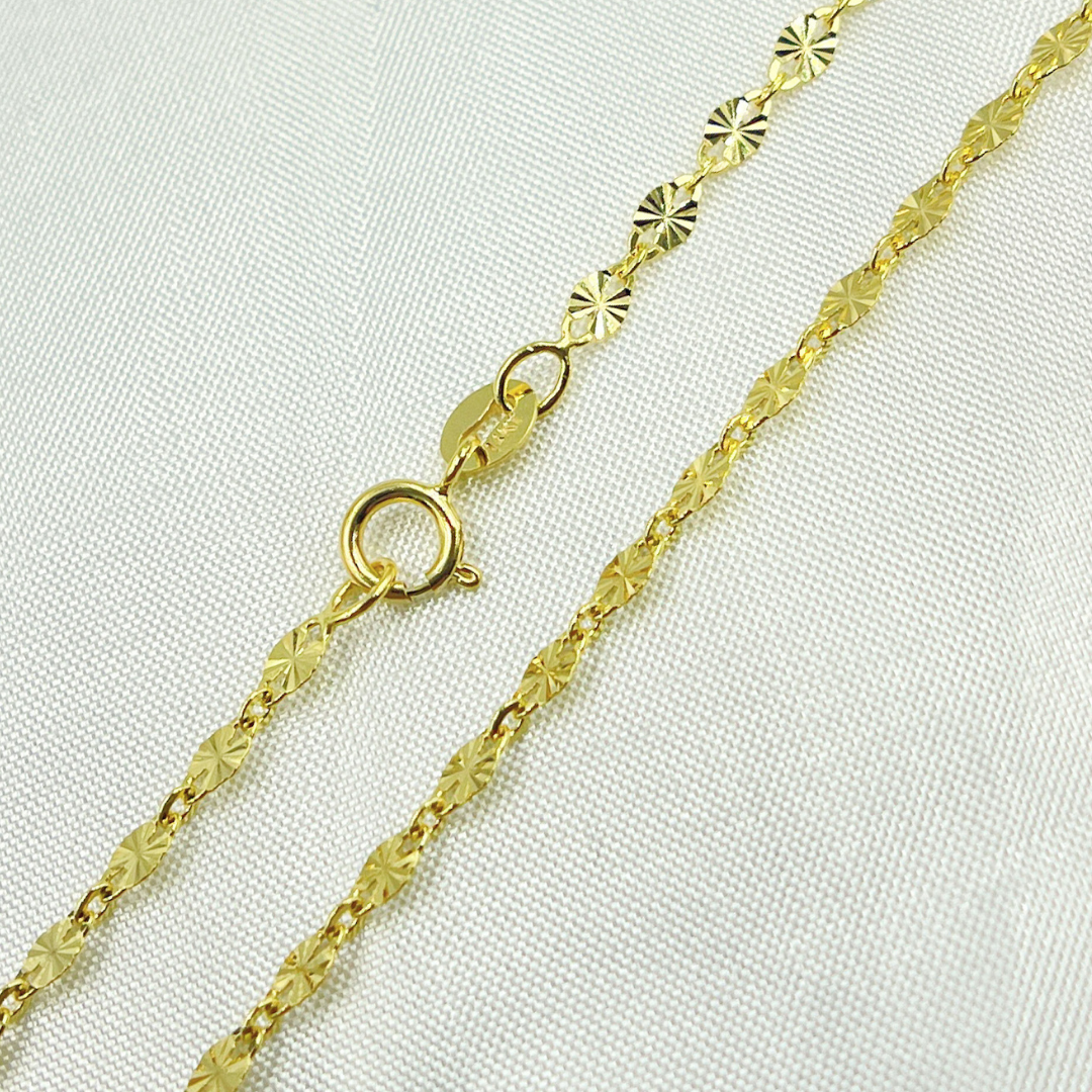 040FA1P122. 14k Solid Yellow Gold Marina Diamond Cut Link Chain