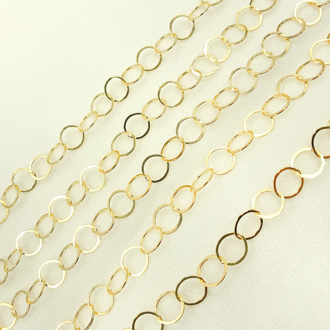 14K Gold Filled Flat Round Link Chain. 886FGF