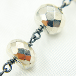 Load image into Gallery viewer, Steel Pyrite Faceted Rondel Oxidized Wire Chain. PYR39
