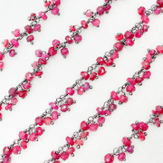 Dyed Ruby Cluster Dangle 3.5mm Oxidized Wire Chain