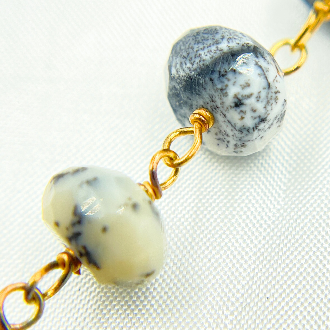 Dendrite Opal Gold Plated Wire Chain