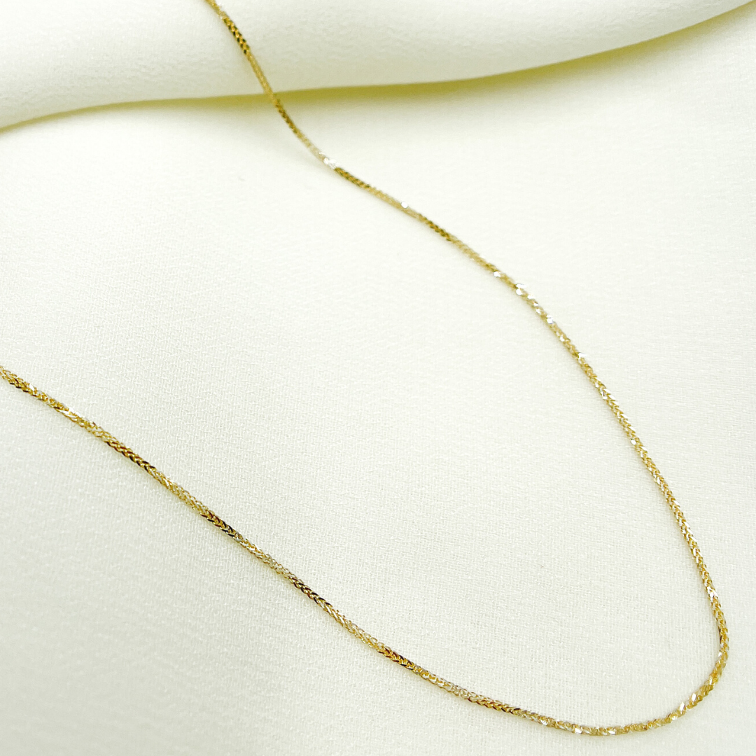 14K Solid Gold Wheat Necklace. 174