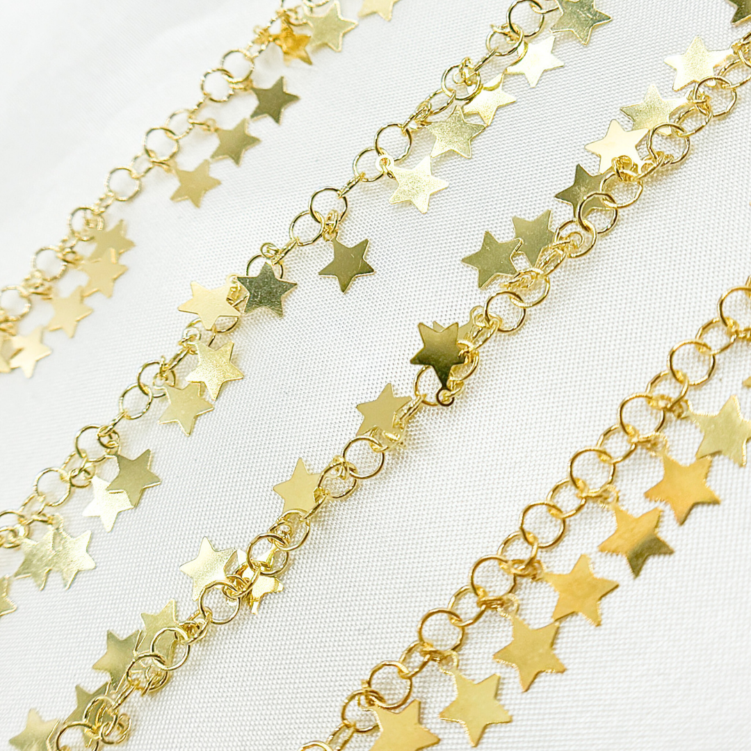 Gold Plated 925 Sterling Silver Dangle Star Chain. V71GP