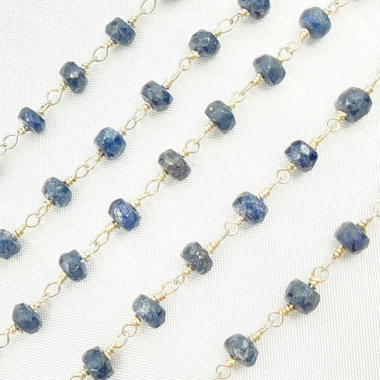Coated Black Spinel 925 Sterling Silver Wire Chain