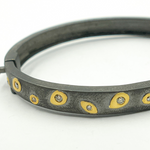 Load image into Gallery viewer, Black Rhodium Sterling Silver With Gold Pave Diamond Bangle