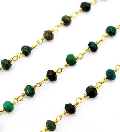 Chrysocolla Gemstone Wire Wrap Chain. CSO3