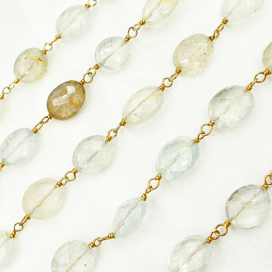Aquamarine Oval Gold Plated Wire Chain
