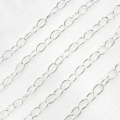 V193SS. 925 Sterling Silver Smooth Oval Link Chain