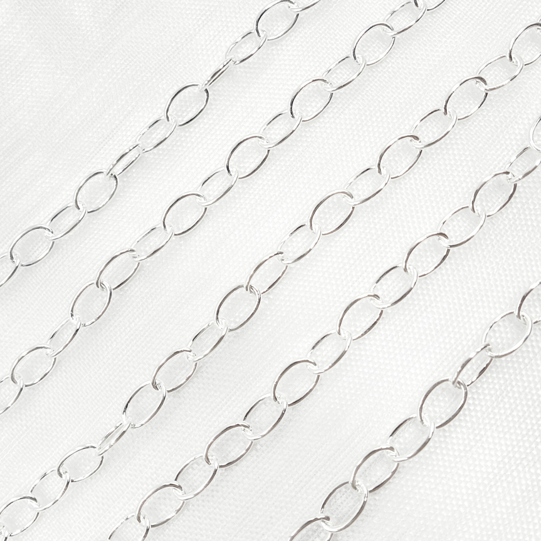 V193SS. 925 Sterling Silver Smooth Oval Link Chain