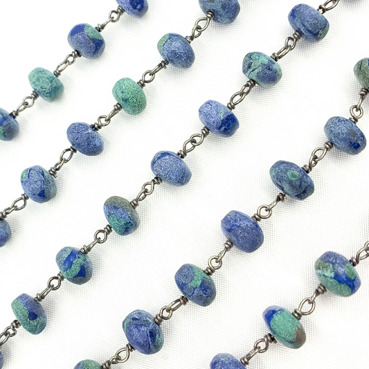 Azurite Malachite Oxidized Wire Chain