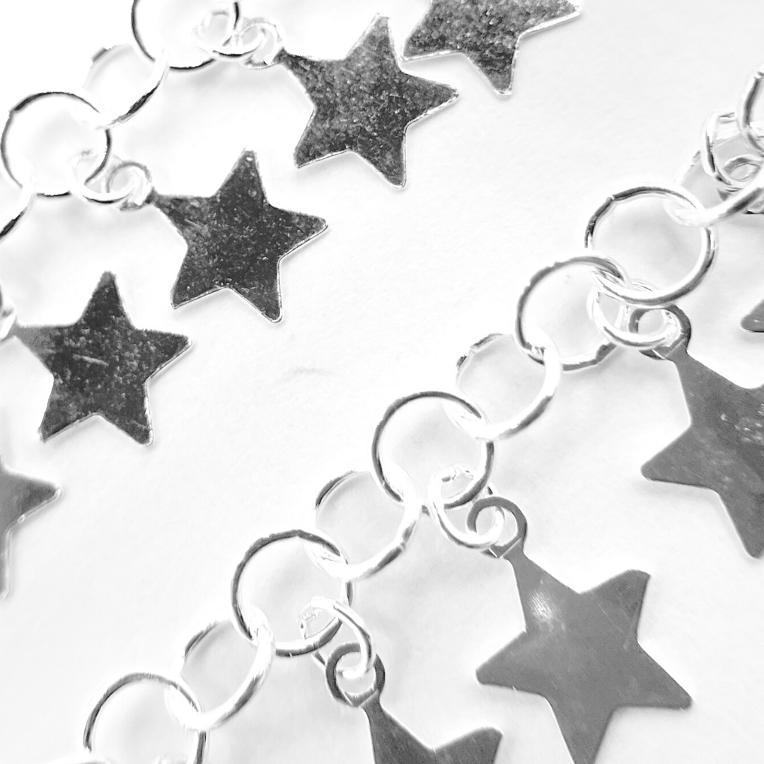 925 Sterling Silver Dangle 5mm Star Chain