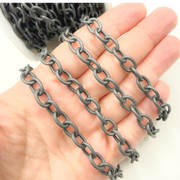 Black Rhodium Matt Sterling Silver Smooth Cable Link Chain