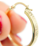 Load image into Gallery viewer, 14K Solid Gold Flat Round Hoop Earrings with Texture.