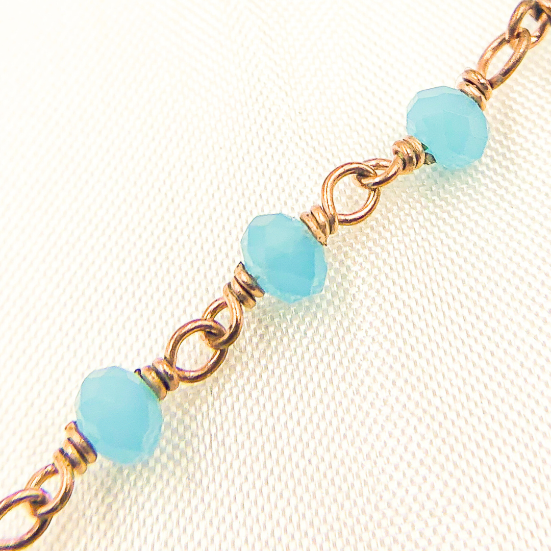 Blue Chalcedony Rose Gold Plated Wire Chain. BCL6