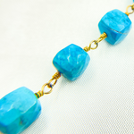 Load image into Gallery viewer, Turquoise Cube Shape Gold Plated Wire Chain. TRQ26
