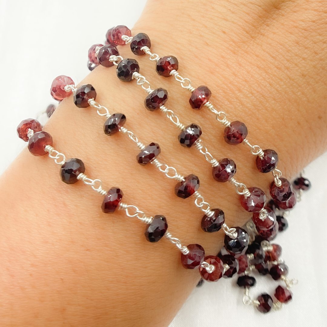 Garnet 925 Sterling Silver Wire Chain