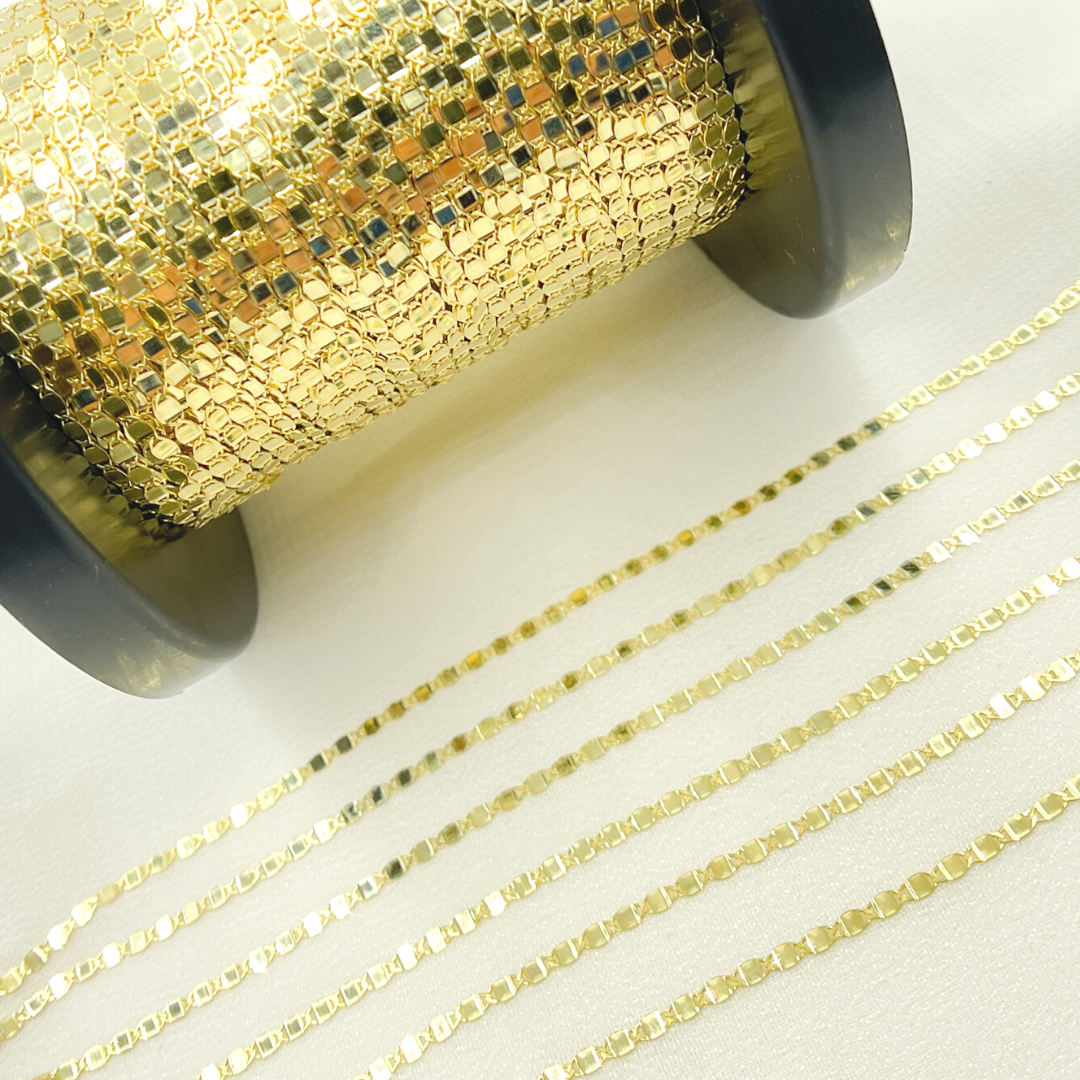 14K Solid Yellow Gold Mirror Marina Link Chain