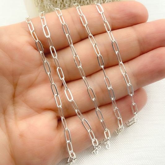 Sterling Silver Flat Paperclip Link Chain