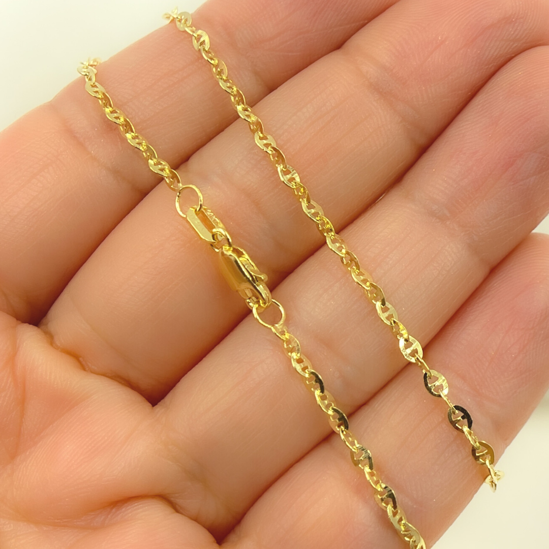 14K Solid Gold Flat Marina Chain