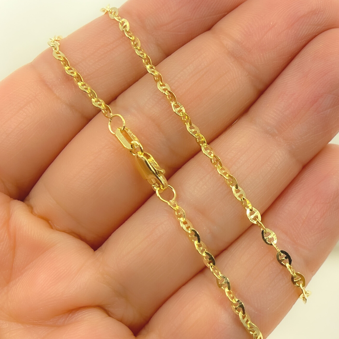 0401484RP. 14K Solid Gold Flat Marina Chain