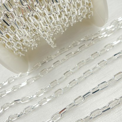 V183SS. Sterling Silver Diamond Cut Paperclip Link Chain